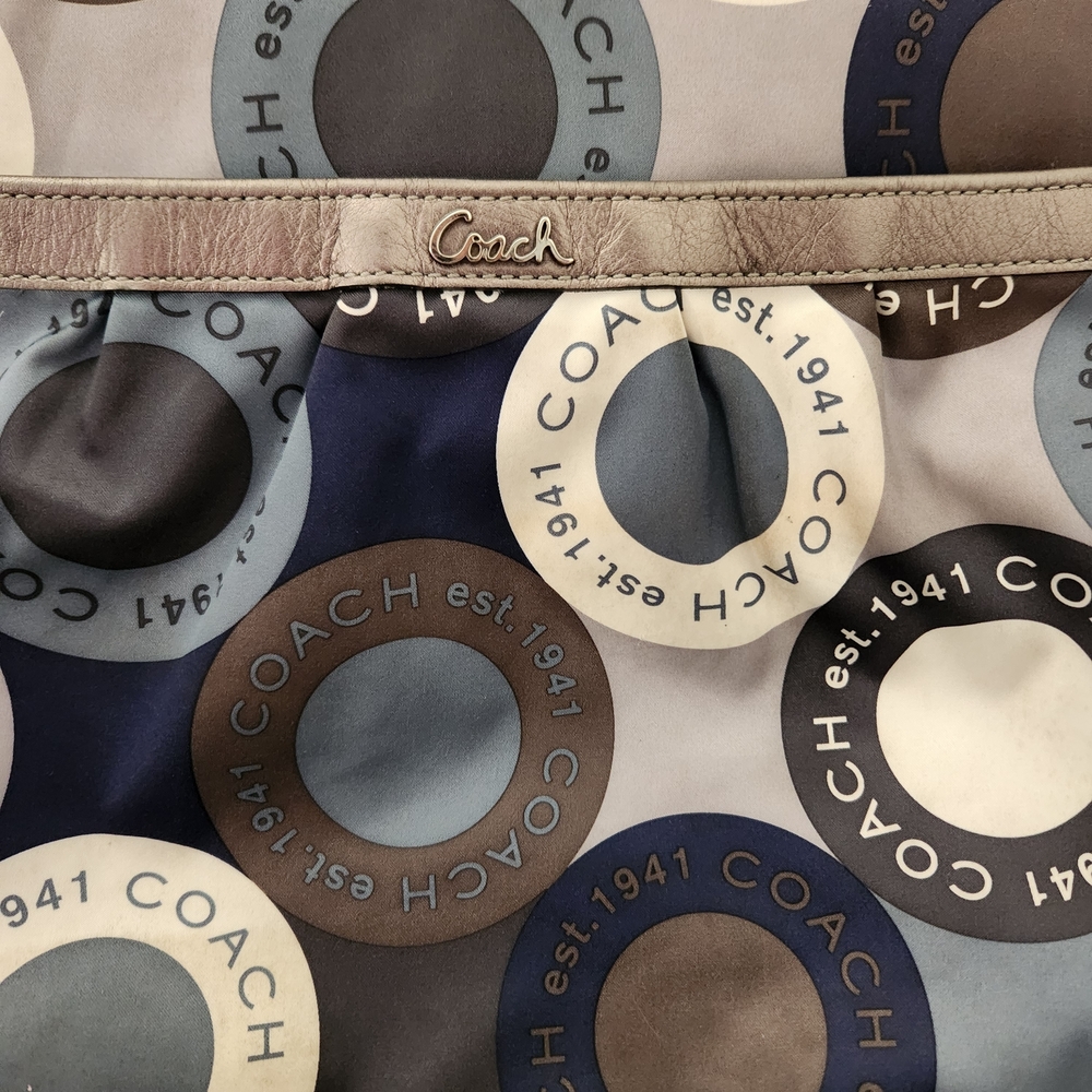 Coach Blue And Brown Circle Pattern Crossbody Bag - image 2